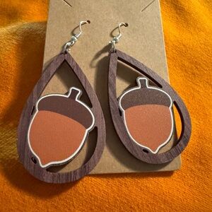 Festive Fall Wooden Acorn Drop Earrings